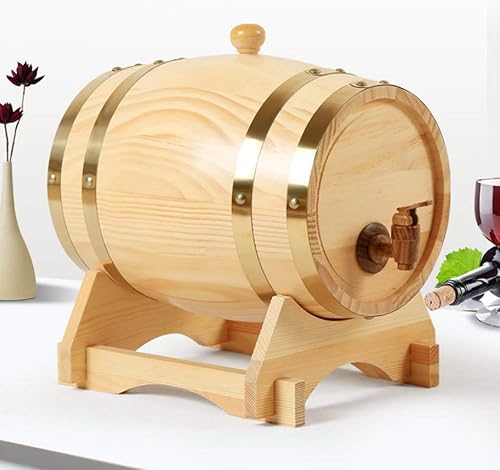 Miniatura 6 de Barril de vino de roble vintage barril de envejecimiento de madera para whisky, cerveza, vino, tequila (madera, 3L)