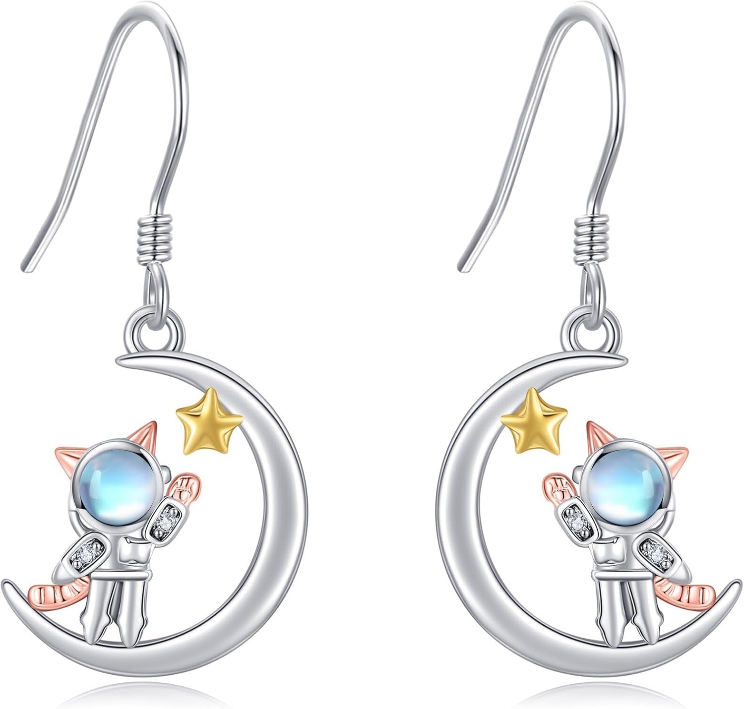 Moon Earring 925 Sterling Silver Astronaut/Cat/Penguin Earring Astronaut/Cat/Penguin Jewelry for Women