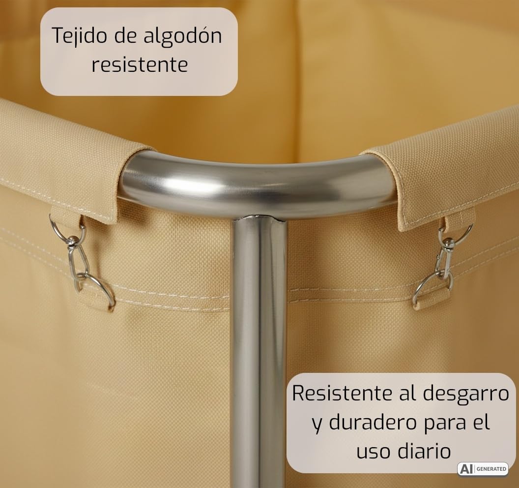 SARO AF 264 Carrito para la colada, 900 x 650 x 850 mm, marco de acero inoxidable, bolsa de algodón extraíble, para aprox. 25 kg de ropa