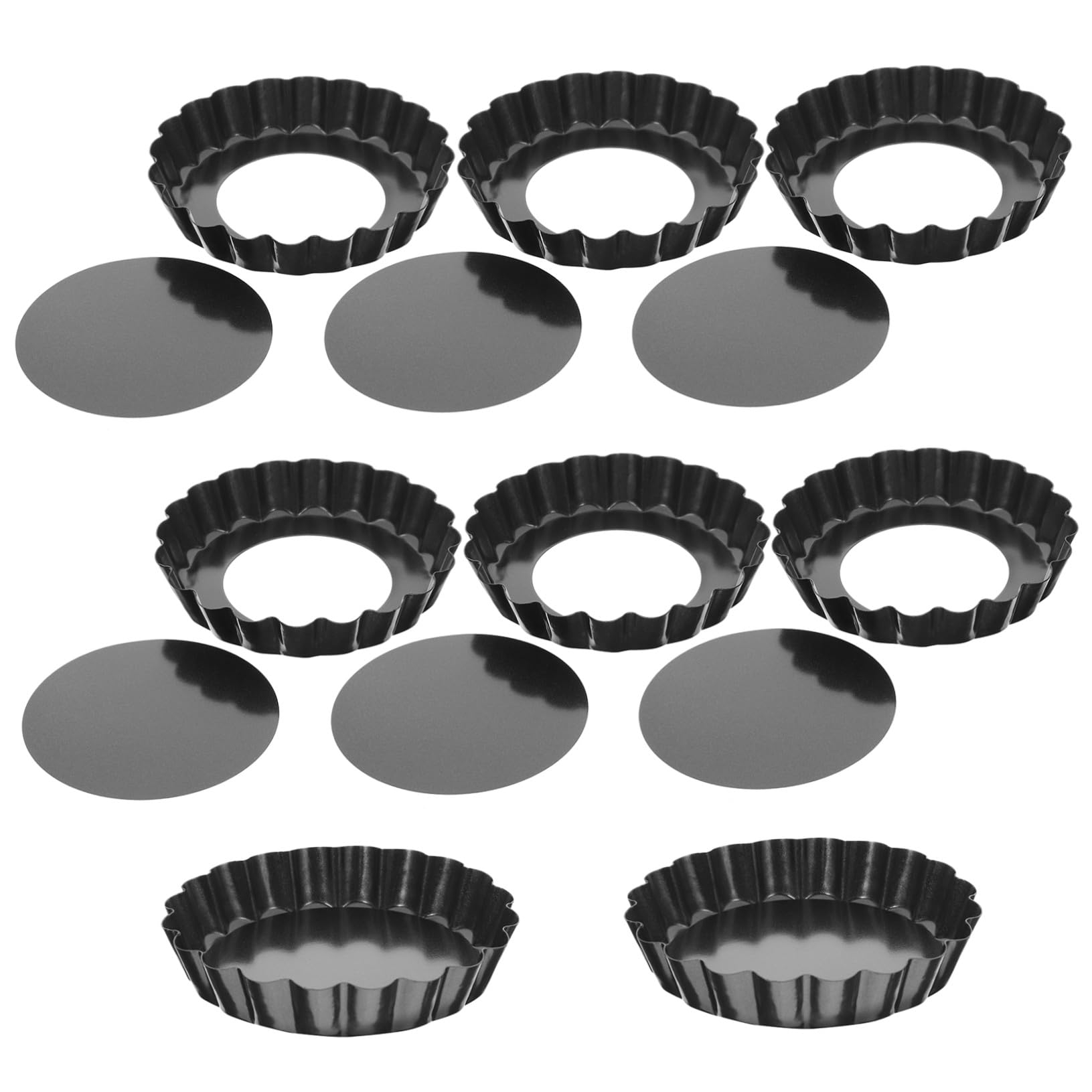 VALICLUD 8pièces Moules à Tartelettes Rondes Antiadhésifs à Fond Amovible pour Mini-gâteaux et Tartes