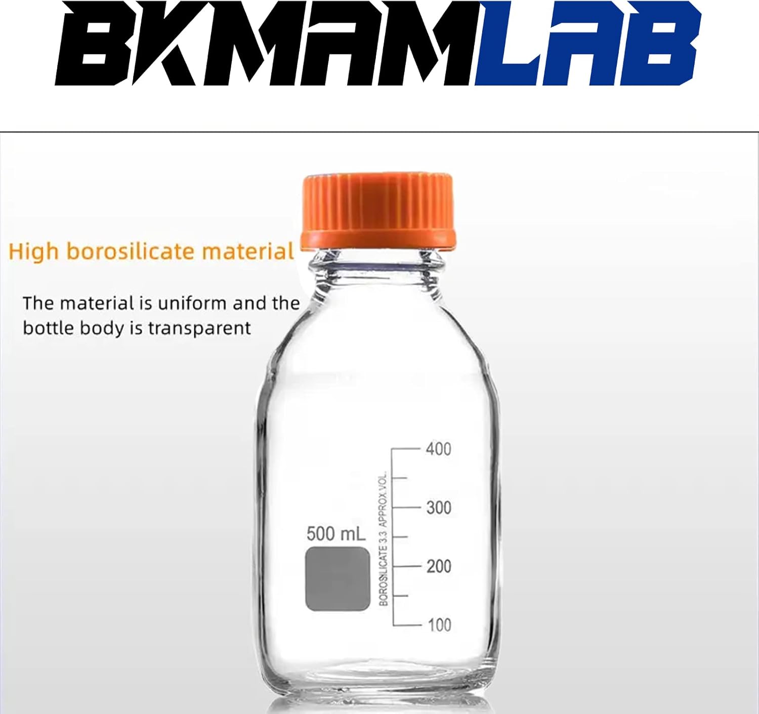 500ml Round Media Storage Bottles with GL45 Screw Cap Borosilicate Glass Maximum temperature 249.8°F Pack of 3