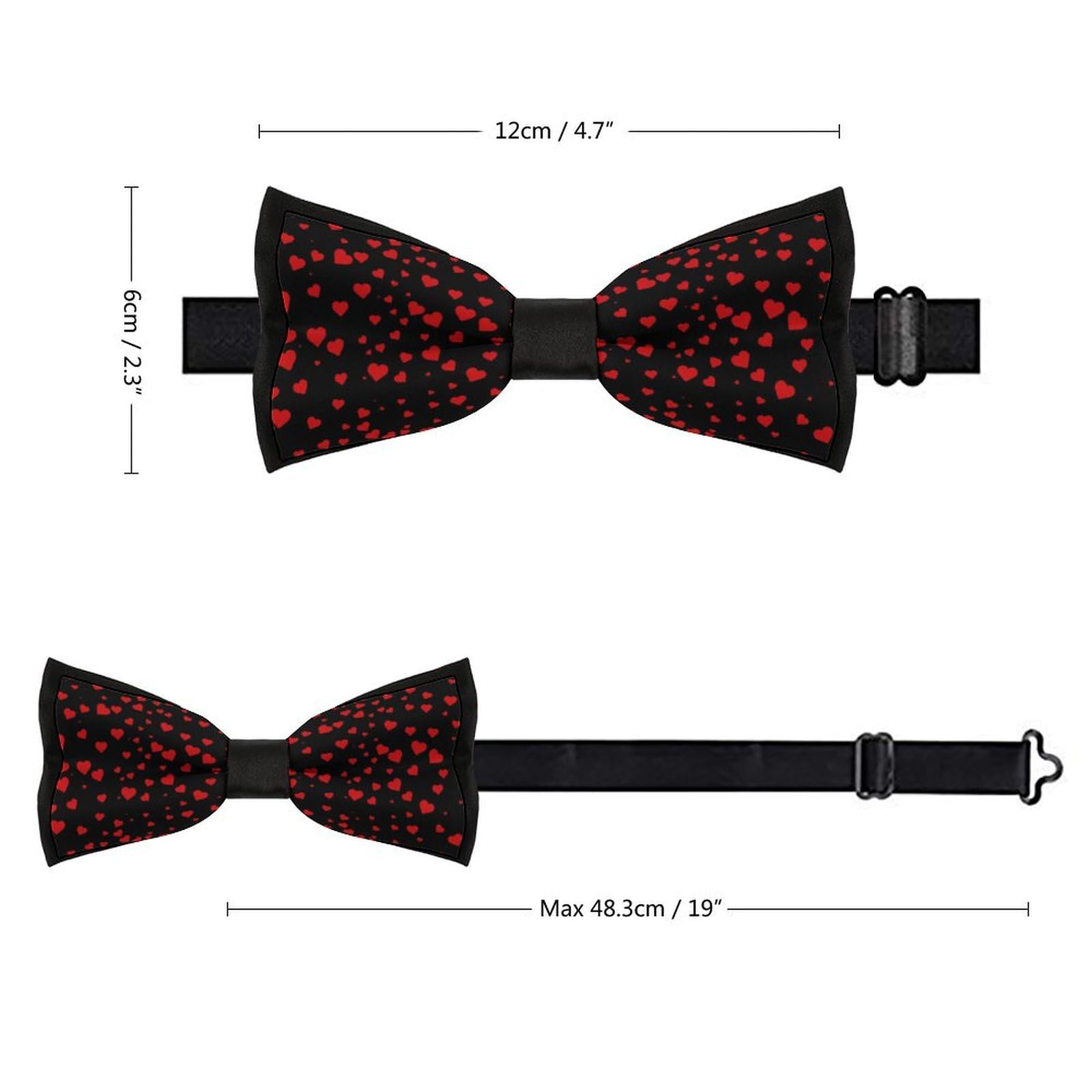 GoasNei Valentine's Day Bow Tie for Men Adjustable Necktie Funny Tie Neck Ties for Weddings Party