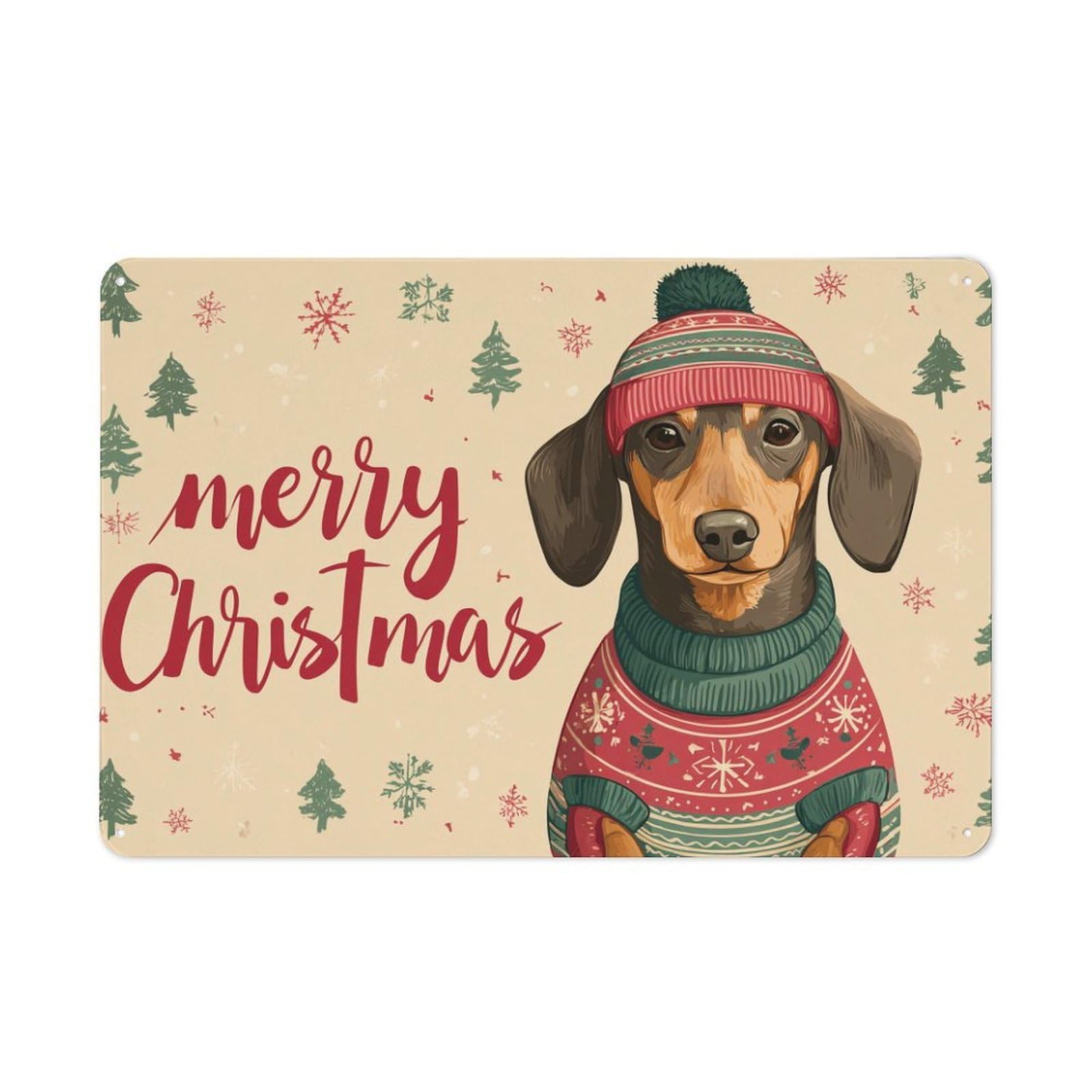 Junmoney Chilly Christmas Pup Workshop Style Metal Wall Decor 20X30cm, Garage Metal Sign For Workshop, Basement, Shed Or Games Room