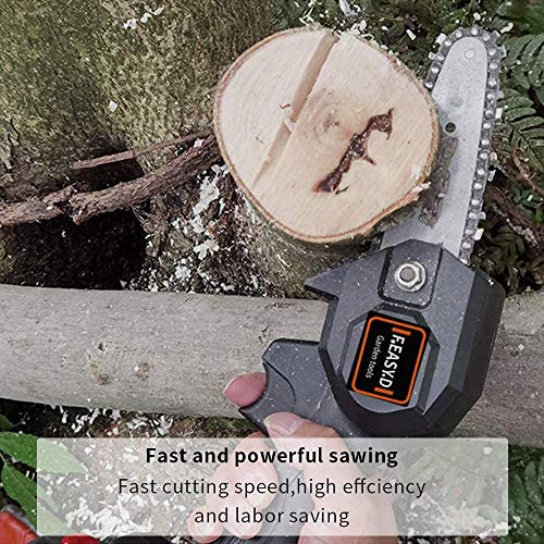 MKING Mini Chainsaw, 4 Inch Cordless Electric Portable Battery Chain Saw with 2Pcs Batteries & Chain Brushless Motor, 24V Electric Hand Chainsaw 0.7kg Lightweight, Electric saws for Cutting Wood - Thumbnail 6