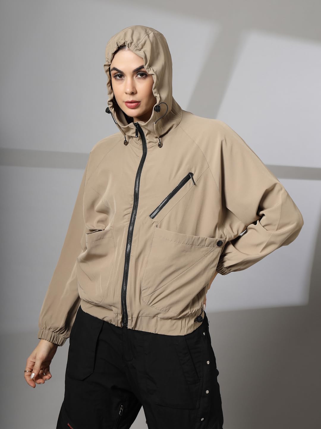 CHKOKKO Sunscreen Jacket for Women Hooded Zipper Sports Jacket | UV Protection | Sun Protective | Lightweight Water Resistant | Riding Biker | Outdoor Travel Gym Running 2
