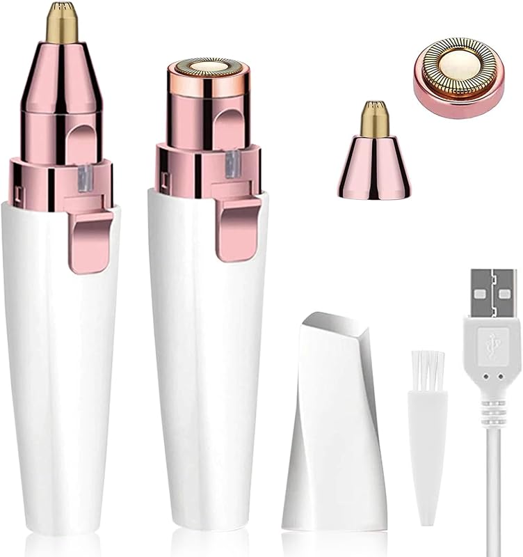 Depilador facial LAIKME 2 em 1 com aparador de sobrancelhas, recarregável via USB, branco