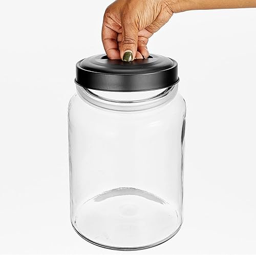 Miniatura 5 de mDesign Recipiente de vidrio de almacenamiento extra pequeño, tapa de metal hermética para despensa de cocina, mostrador, gabinete, recipiente para