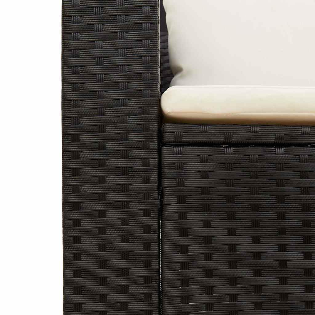 vidaXL Garten Sofagarnitur mit Kissen 5-TLG., Gartensofa Set mit abnehmbarem waschbarem Bezug, Gartenmöbel mit modularem Design, Gartengarnitur Sitzgruppe, Schwarz Poly Rattan Akazie