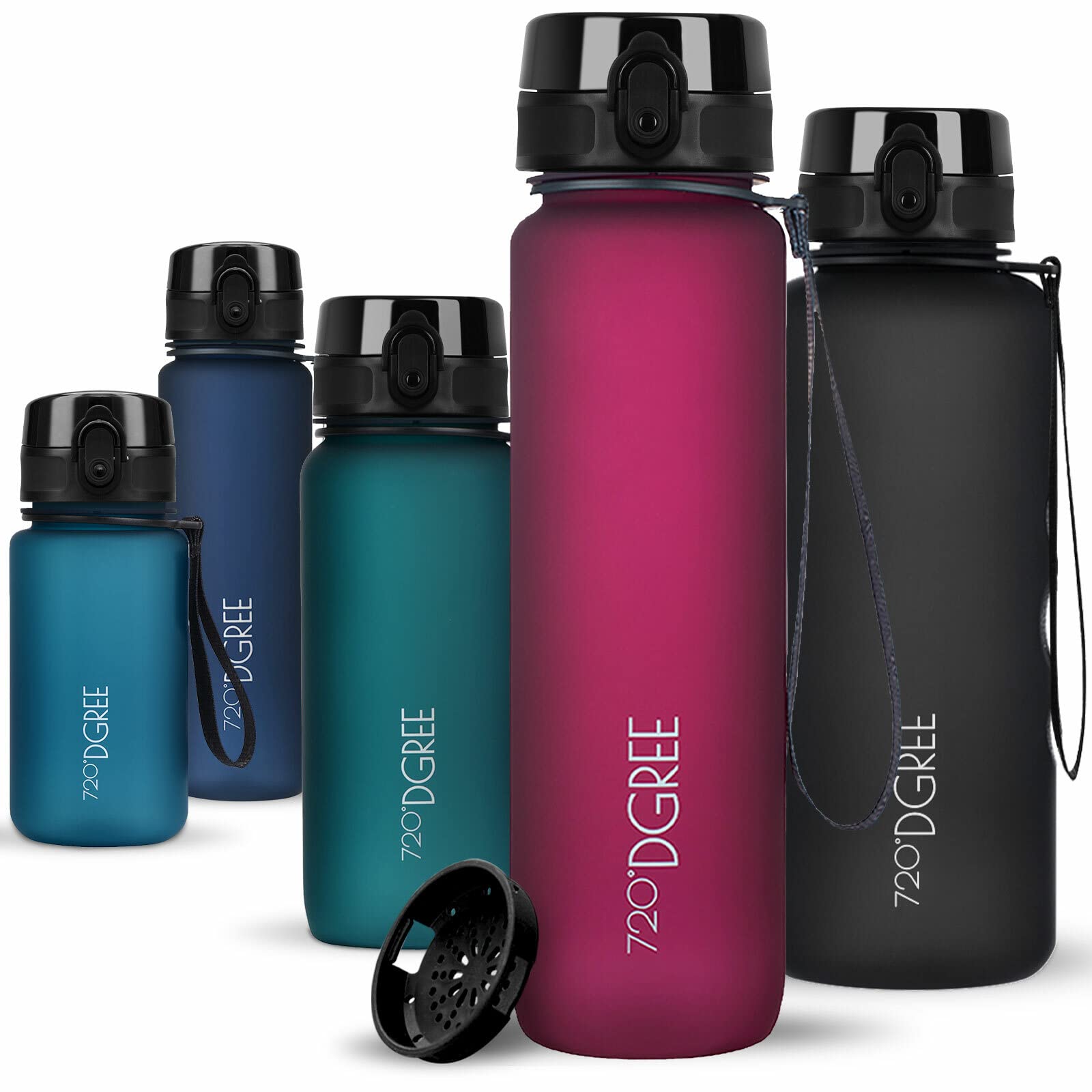 720°DGREE Water Bottle Kids 500ml “uberBottle“ softTouch +Sieve - BPA-Free Tritan, Leakproof, Reusable Drinking Bottle - Waterbottle for Children, School, Playground, Boys, Girls, Handbag, Sport, Bike — image 1