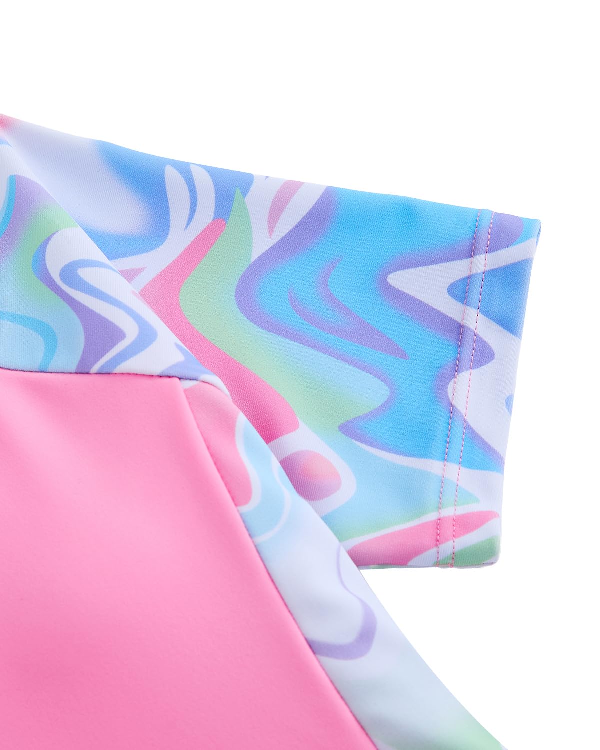 DivingBirds Traje de baño para niñas, brasier acolchado, manga corta, traje de baño con pantalones cortos de natación de 7 a 14 años