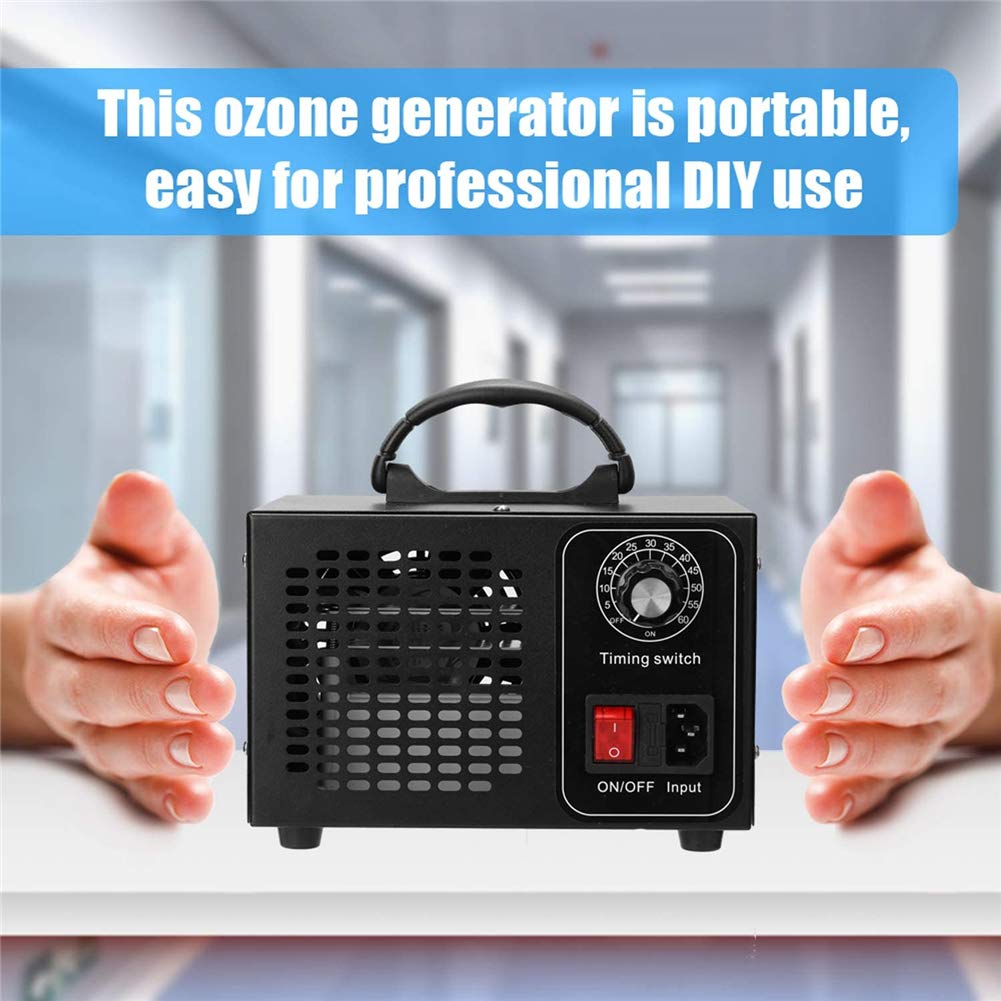 Generador de ozono, desinfección portátil Máquina ozonizadora Filtro de aire Purificador Temporizador Interruptor Equipo de esterilización para el hogar Coche Formaldehído,15g
