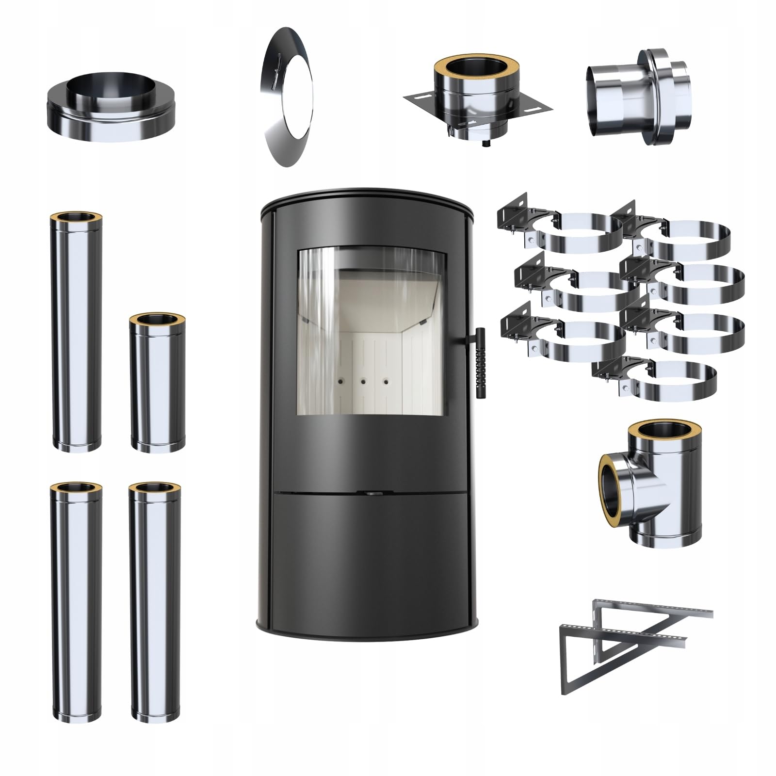 KRATKI Stufa a legna in acciaio ROLLO 7 kW Ø150 A Ecodesign alta efficienza