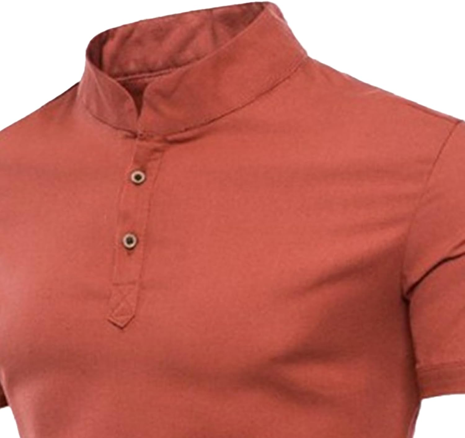 Simple Style Stand Collar Shirt for Men Casual Daily Athletics Fit Pullover Summer Comfy Business Polo Shirt (Brick Red,Medium)