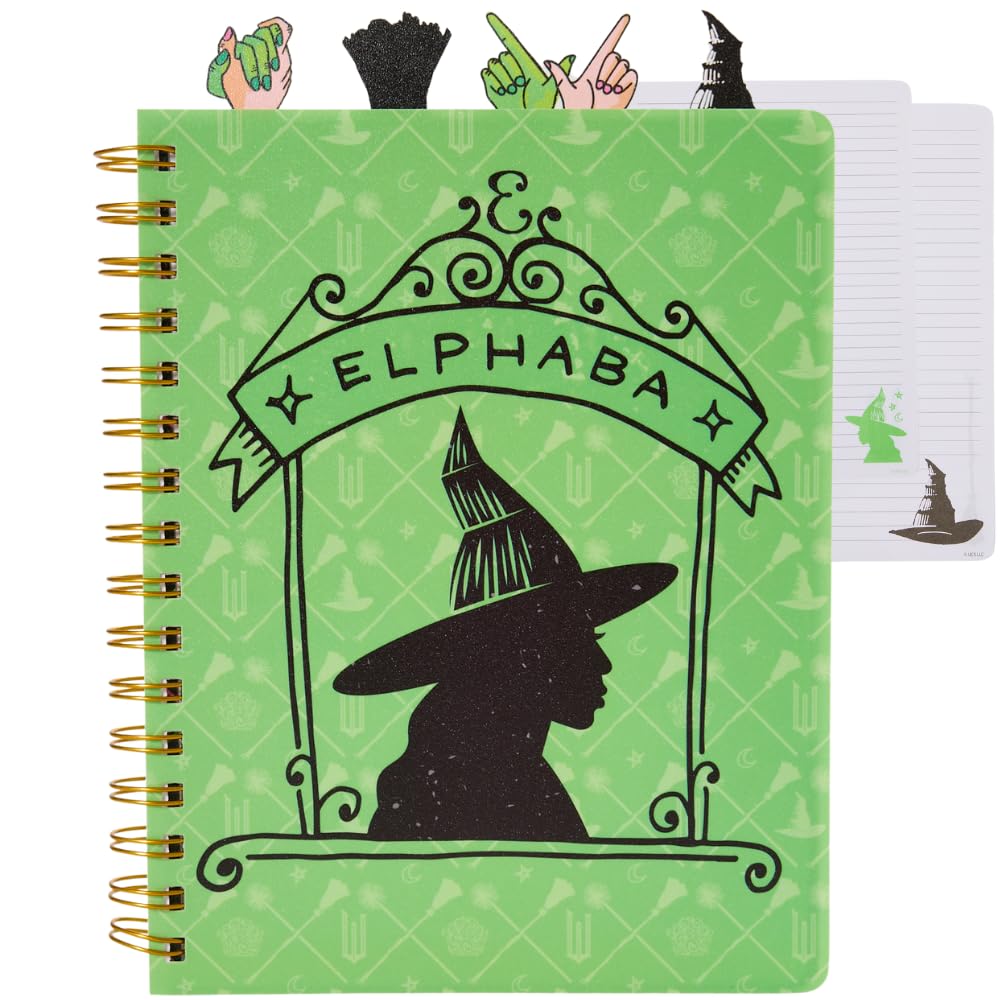 2 Wicked Tab Journal Notebooks, Spiral Bound, 96 Lined Pages, 8 x 7 inches, Elphaba& Glenda