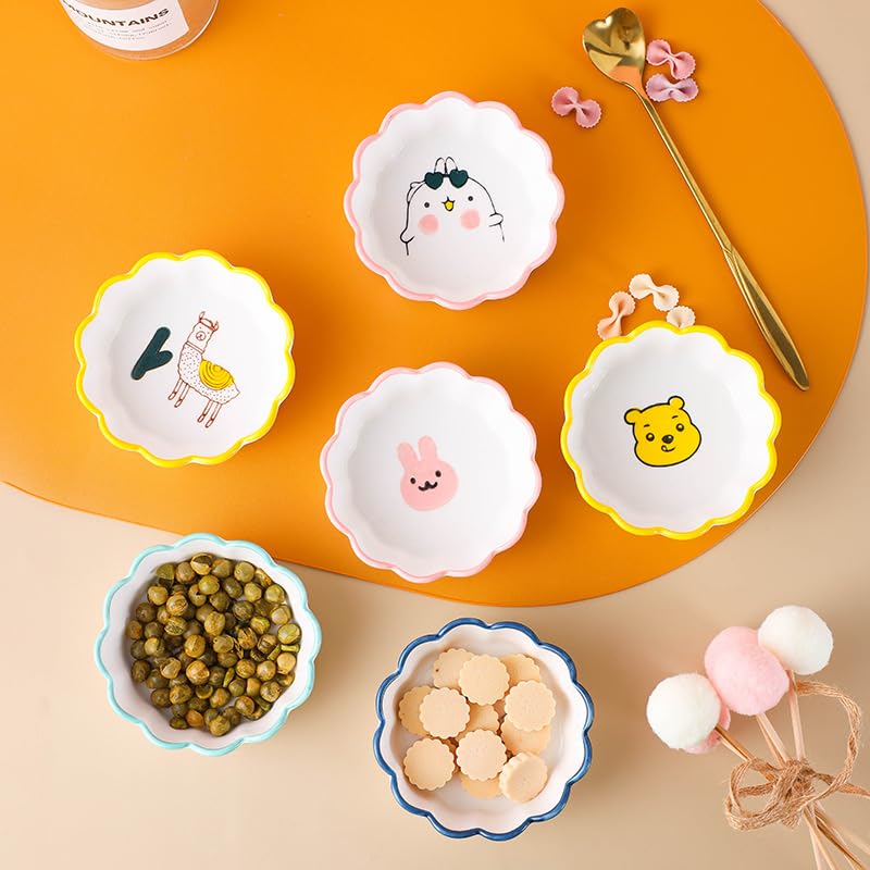 Image of YELONA 100ml Ceramic Sauce, Seasoning, Chutney, Sushi, Soy Dipping Bowl, Appetizer Plates, Mini Side Serving Dish for Home, Kitchen- Set of 6|Yellow|Giraffe