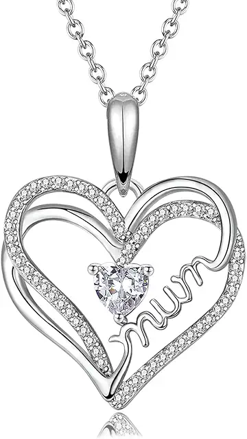 S925 Sterling Silver Heart Necklace for Mom - Perfect Gift from Daughter & Son