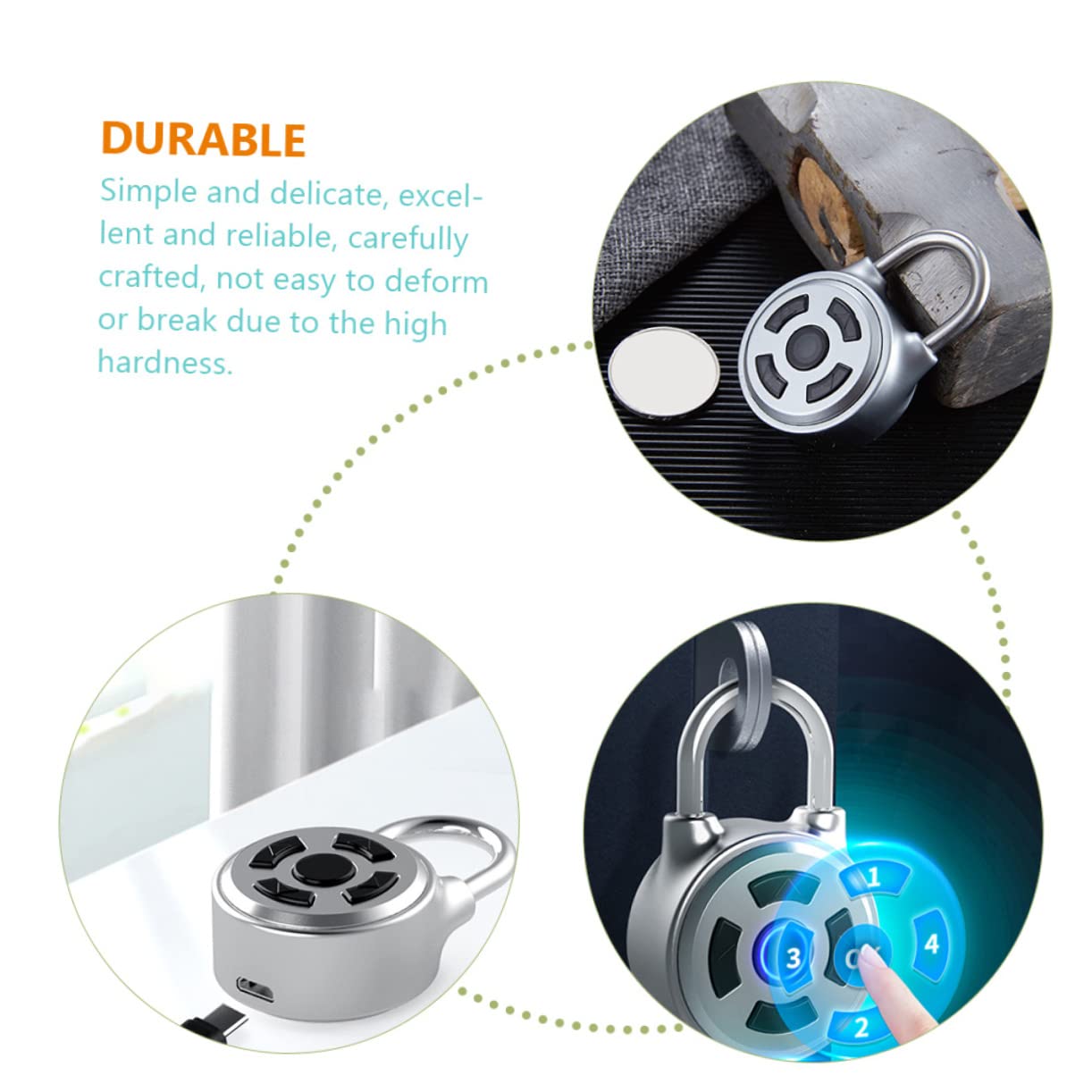 HOMSFOU 3stücke Smart Padlock -fähiges Schloss Für Schließfächer Koffer Und Gepäck Mit -steuerung Und Benutzerdefinierbarem Passwort Für Fitnessstudios Und