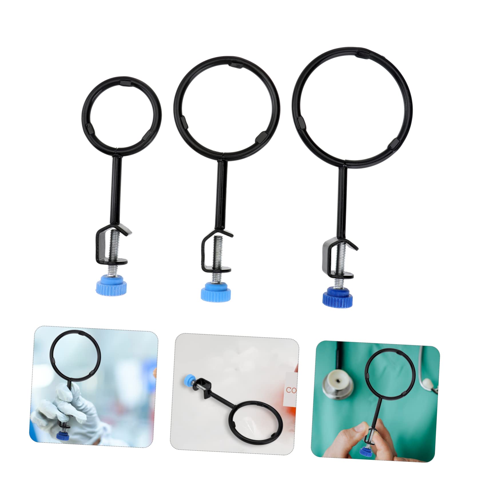 CHILDWEET 3pcs Iron Laboratory Support Set with Clamp Retort for Beakers and Flasks and Chemical Experiments Various