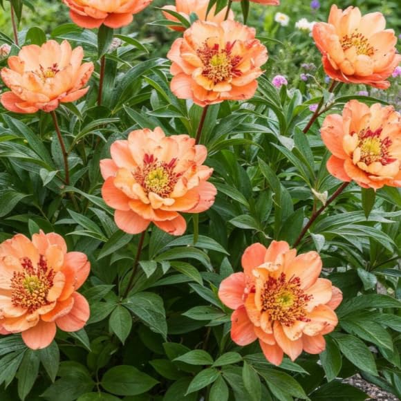 Pfingstrosen Pflanzen Winterhart Itoh Orange Passion - 1 Wurzel - große Päonien Hybride - Mehrjährige Staude - Pflanzen aus Holland für Garten und Topf (kein Samen, Zwiebeln, nicht künstlich)