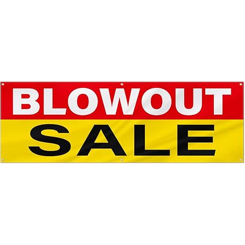 Blowout Sale Sign 6 × 2 Feet Reusable Large Sale Sign with Metal Grommets Polyester...