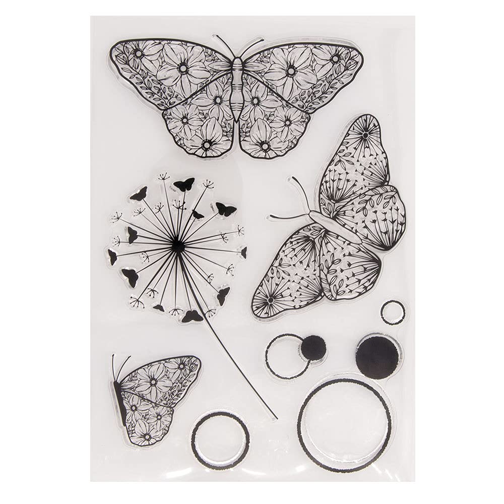 Arriettycraft Dandelion Flowers Butterfly Wishes Clear Stamps For Card Making Decoration And Diy Scrapbooking