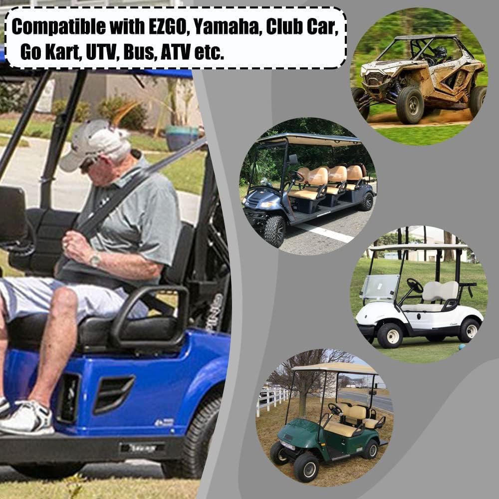 Golf Cart Seat Belt Bracket Kits, Retractable Replacement Band Accessory Compatible with EZGO Yamaha Club Car, 42" L
