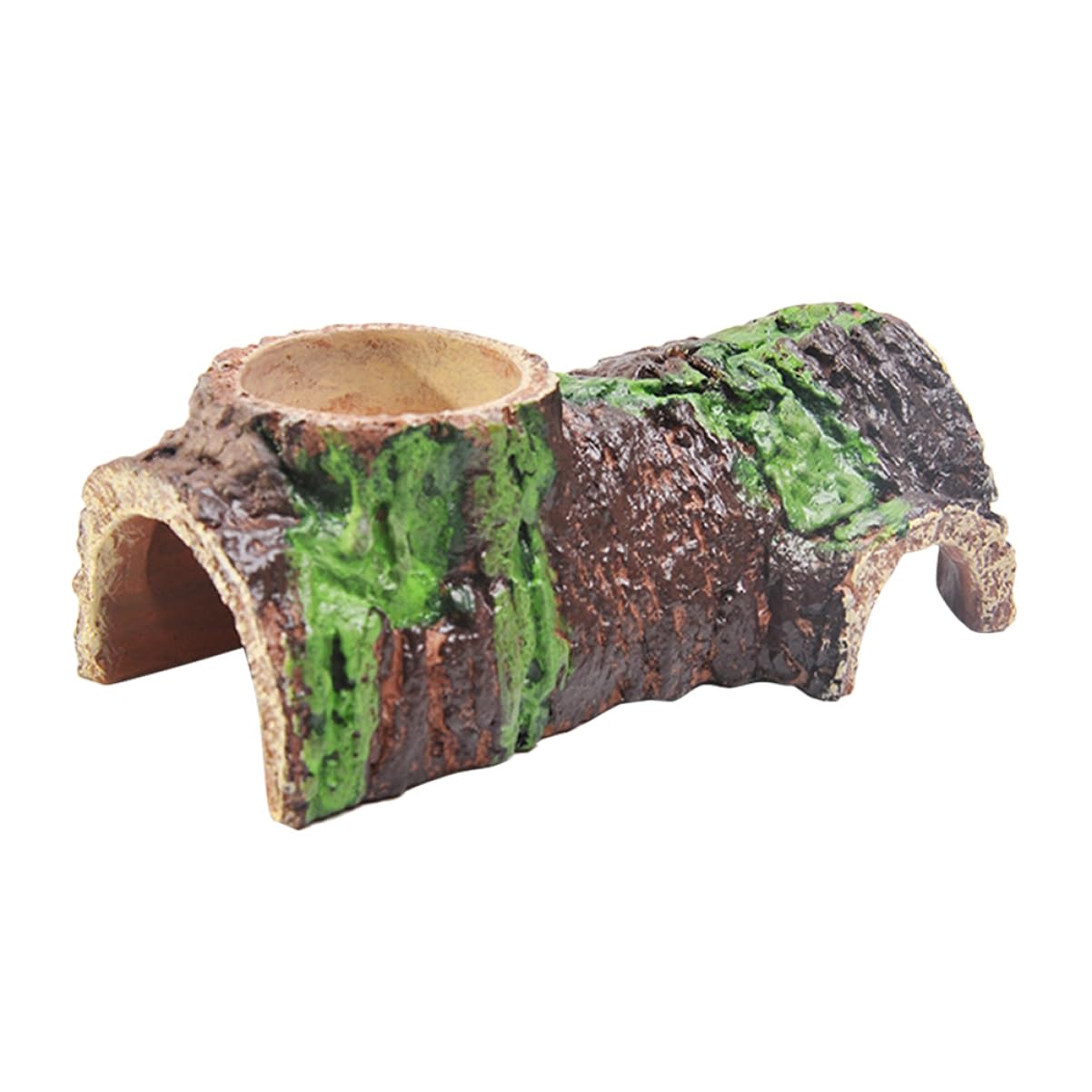 BESTonZON Reptile Hide House Resin Cave for Lizard Turtle Decor Bark Basking Platform Water Dish Hideout Terrarium Accessory