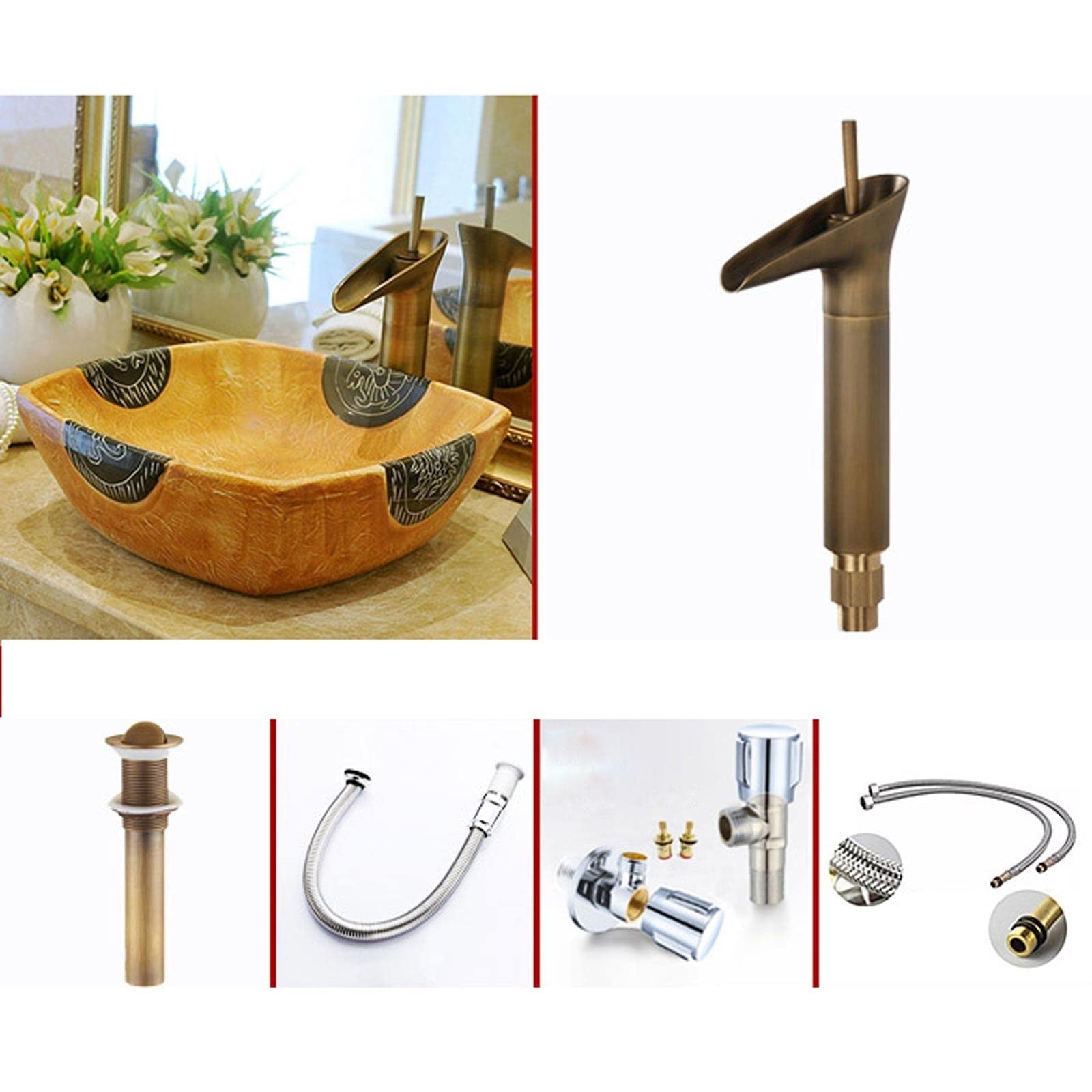 Aderfetbi B Athroom Sink Vintage Athroom Sink Countertop Art Asin Square Vessel Porcelain Ceramic 16.1" X16. X5.3(B)