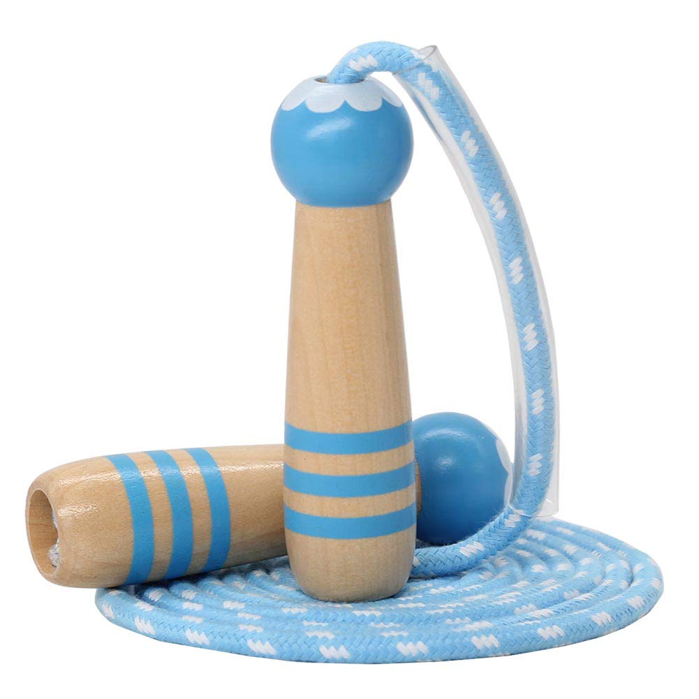 Jump Rope Kids, 7ft Adjustable Cotton Skipping Rope with Wooden Handle for Boys and Girls Fitness Outdoor Exercise