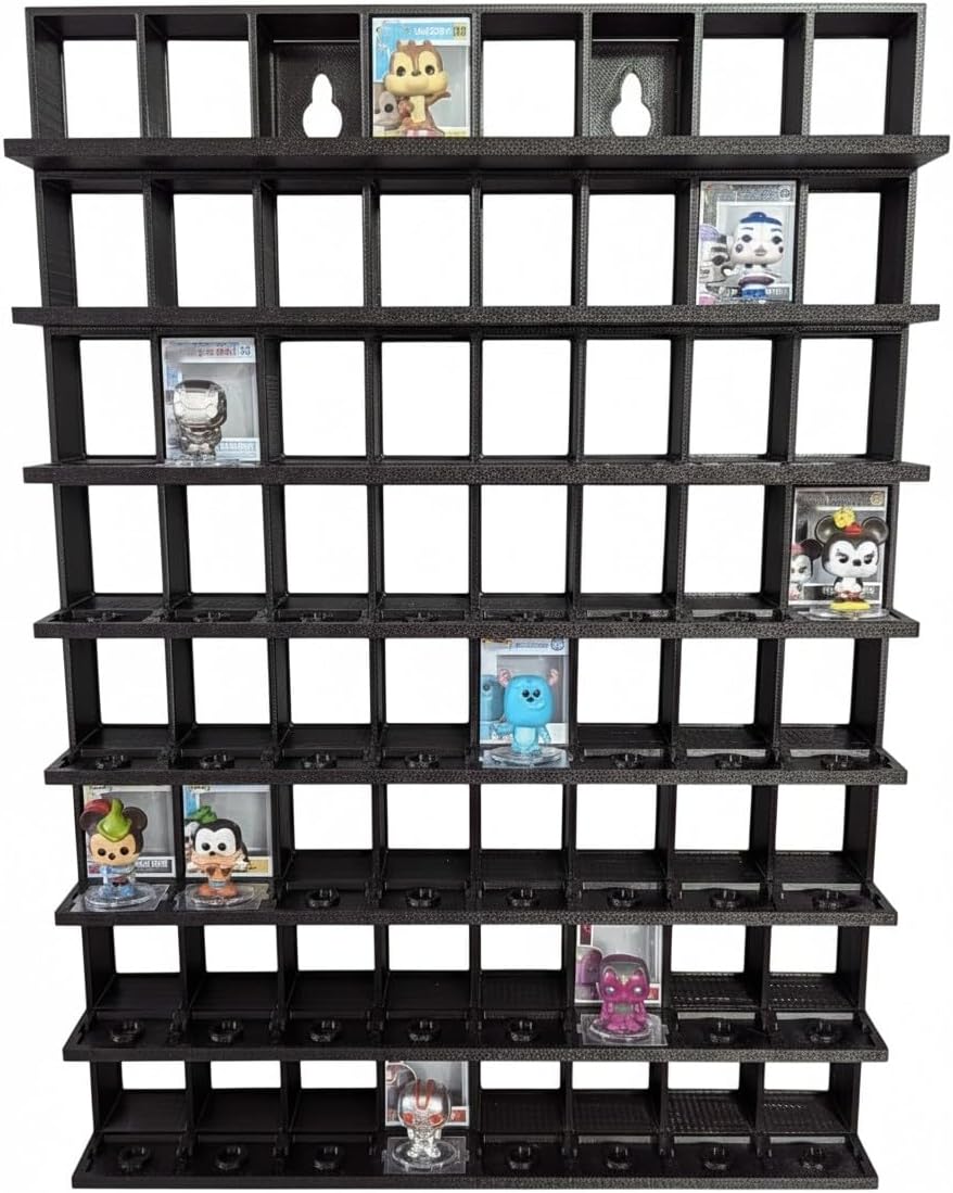 Bitty Pop Display, Wall Mountable, Collectible Figurine Storage Shelf, 8-Tier, 8-Row Display Case (3D Printed)