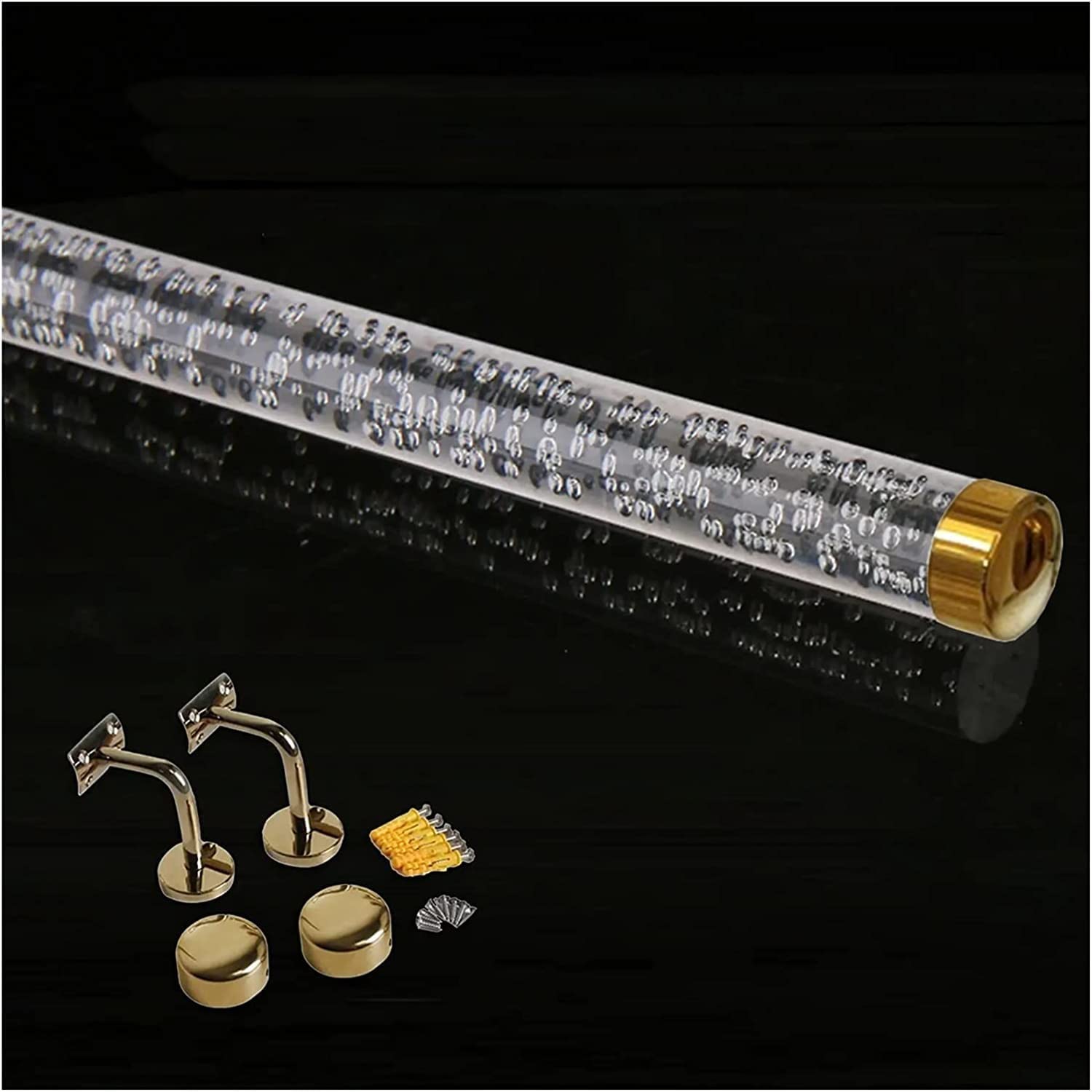 Gyeqxkt Gold Acrylic Crystal Nonslip Stair Grab Barmodern Clear Handrail For Elderly & Kids 12.5Ft Support Rail Kit Stylish Finish For Safe Indoor Stairs