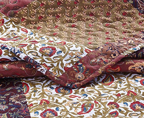 SLPR-Red-Riches-3-Piece-Quilt-Set-King-Size-with-2-Shams-Autumn-Patchwork-Design-Red-Toned-Lightweight-Quilted-Bedspread-Fall-Inspired-Country-Bedding SLPR Red Riches 3 Piece Quilt Set King Size with 2 Shams Autumn Patchwork Design Red Toned Lightweight Quilted Bedspread Fall Inspired Country Bedding