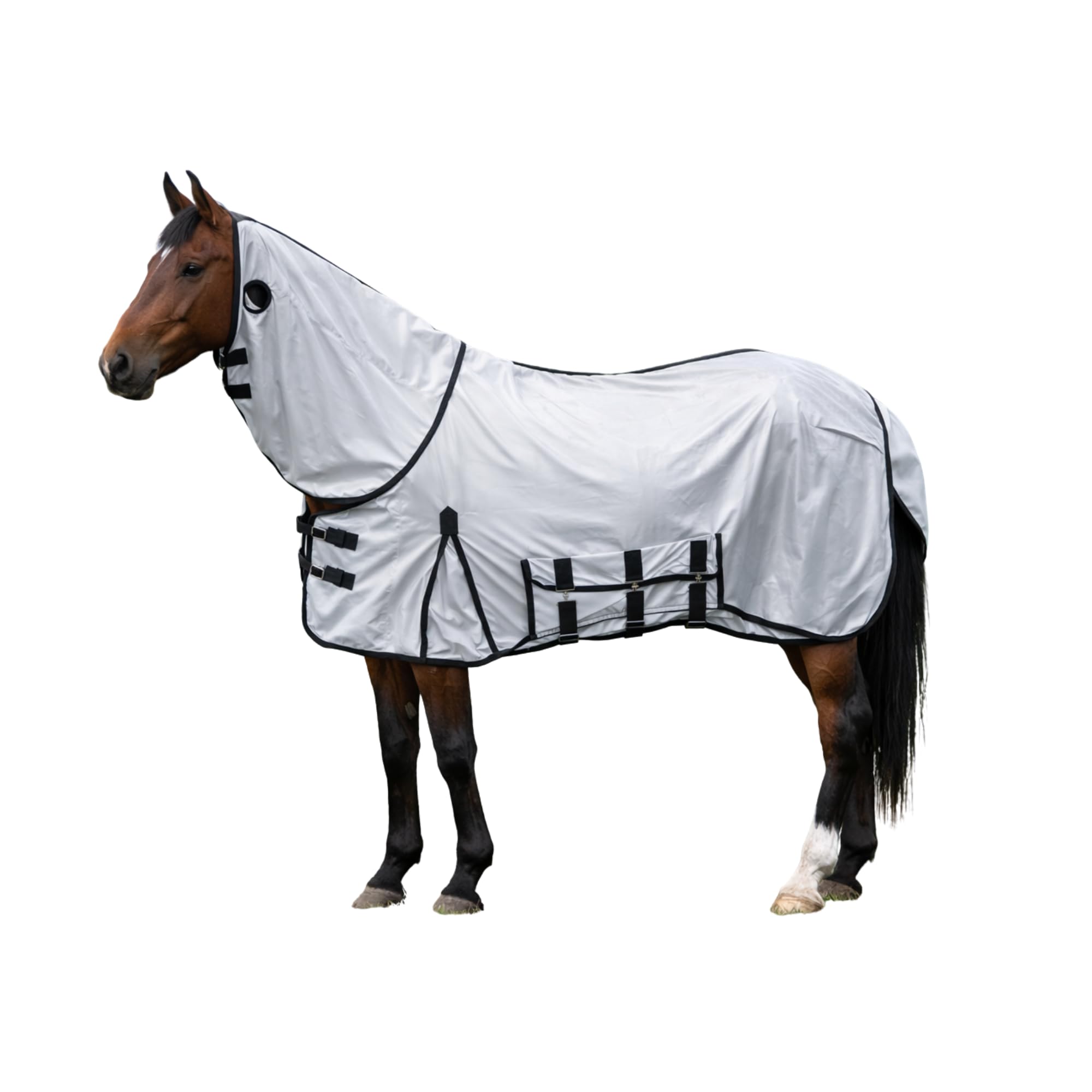 THKtack Horse Fly Rug with Detachable Neck Combo, Breathable Mesh Fly Sheet, Belly Flap, Cross Surcingles, Adjustable Leg Straps & Tail Flap | Outdoor Flysheet | Field Fly sheet (5'6")