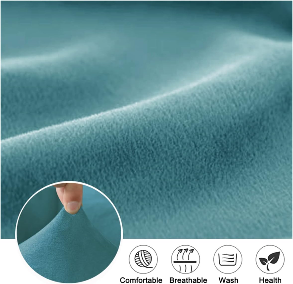 6 Pieces Stretch Velvet Recliner Slipcover 2 Seater Recliner Chair Cover Thick Soft Washable Non-Slip Recliner Sofa Cover with Pocket -Light Blue