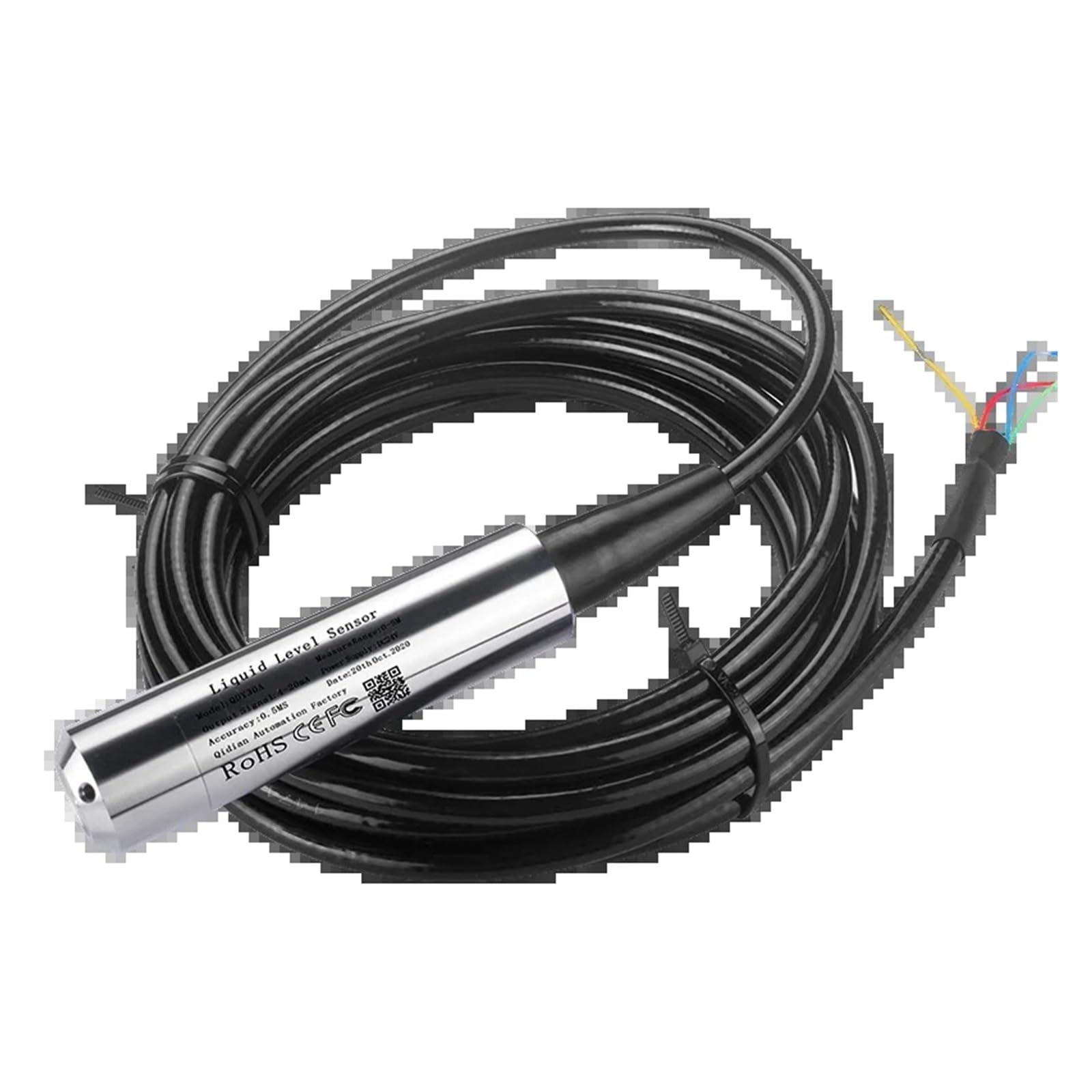Transmisor de Sensor de Nivel de Agua IP68 1-5 V Salida RS485 SS304 DC24 V Sensor de líquido Capacitivo(5m Range 5m Cable,1-5V Output)