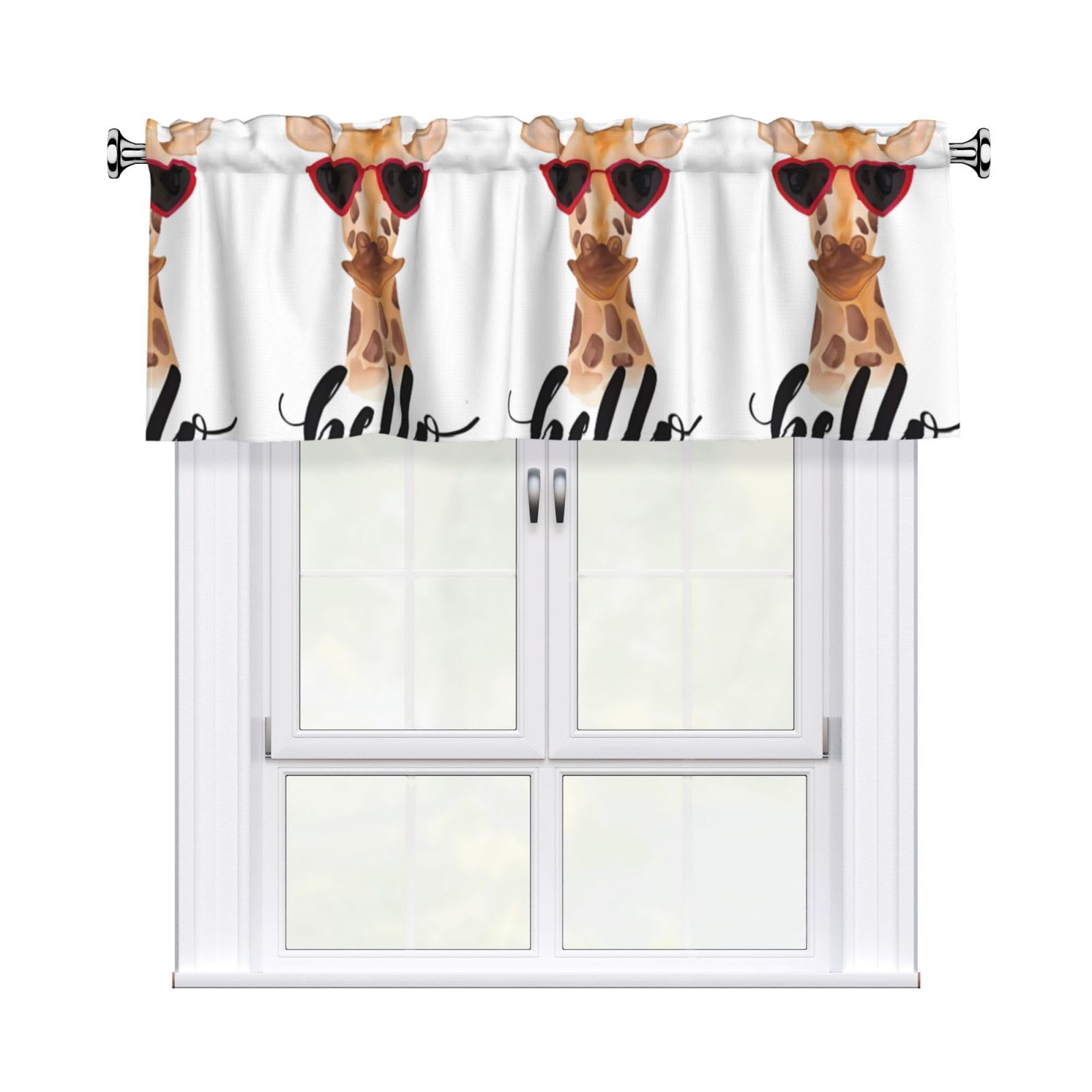 WHJSSF Giraffe Prints Housewarming Gift – Peach Skin Window Valance 54x18 for a Cozy Kitchen Refresh