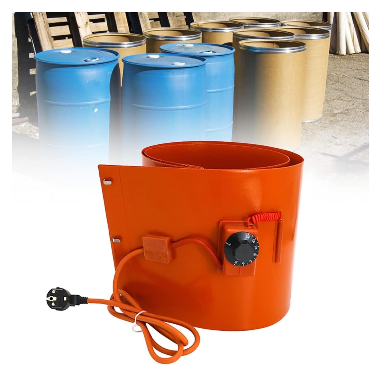 AYUWQZX silicone drum heater with adjustable thermostat, Silicone Band Drum Heater Adjustable Thermostat 30-130°C Multiple Sizes(Knob,20L 860x200 800W)