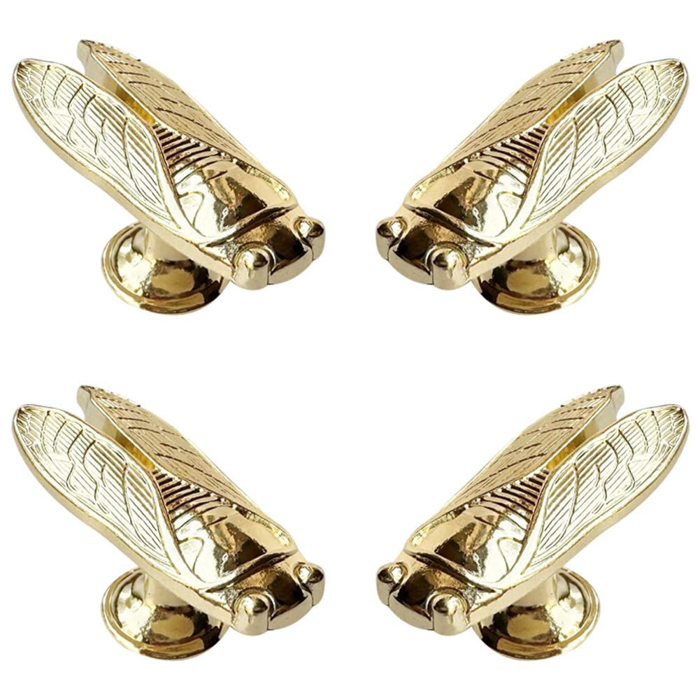 LB-LAIBA Cicada Cabinet Knobs, Decorative Animal Knobs Pull Handle for Drawer Wardrobe Cupboard Dresser Furniture Door Handles Pull Knobs 4 Pieces