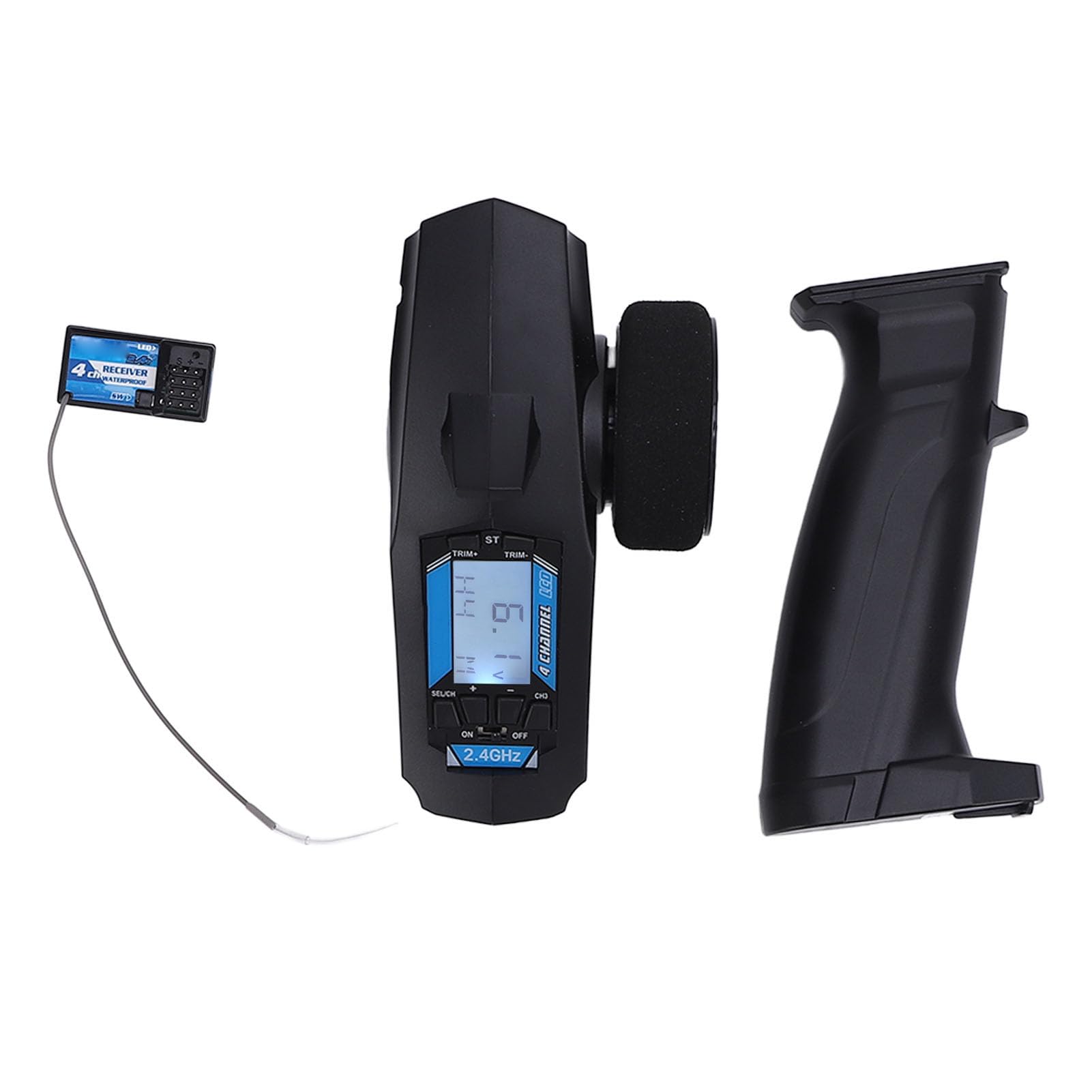 Transmisor de Control Remoto Versátil de 2,4 GHz y 4 Canales con Pantalla LCD para Coches y Barcos RC, Diseño Ligero de ABS, Ideal para Entusiastas, Paquete de 1 Unidad