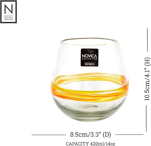 Miniatura 10 de NOVICA Vasos de chupito de tequila reciclados en espiral amarillos, hechos a mano, 2 onzas (6 unidades)