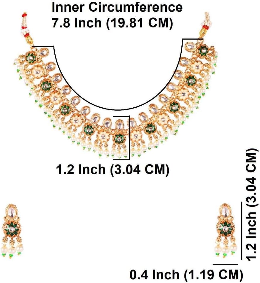 Efulgenz Indian Jewelry Sets for Women Traditional Gold Tone Choker Necklace Set Faux Pearl Kundan Crystal Floral Necklace Dangle Earrings Bollywood Fashion Indian Bridal Jewelry for Wedding - Image 4
