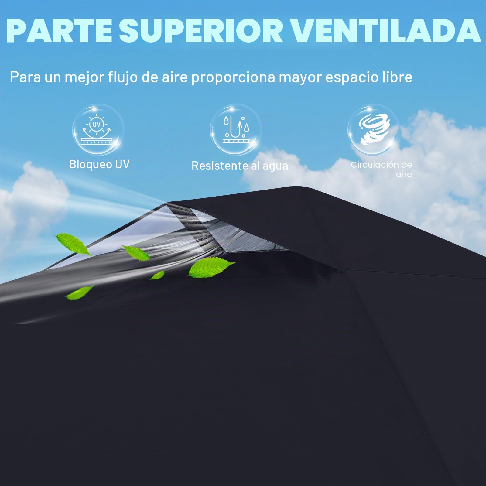 MasterCanopy Durable Ez - Tienda de campaña desplegable con 1 Pared Lateral (3 x 3 m, Negro)