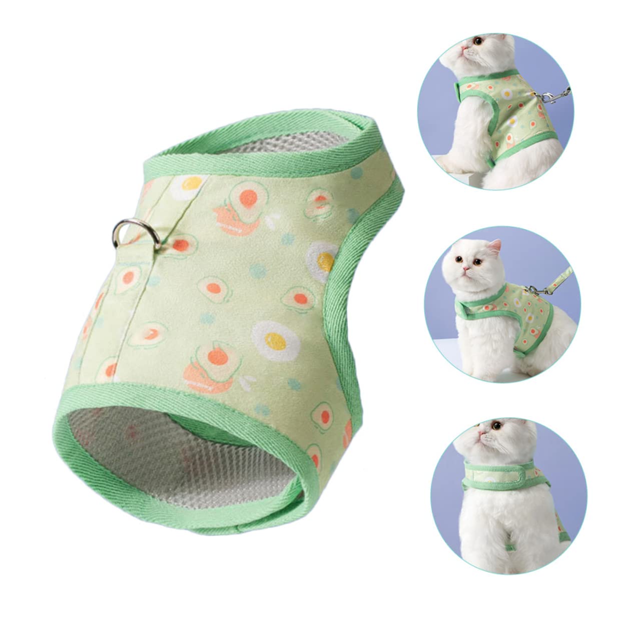 Happyyami 4juegos Arnés y Correa para Gato con Estampado De Aguacate Arnés y Transpirable para Mascotas para Paseos Al Aire Recomendado