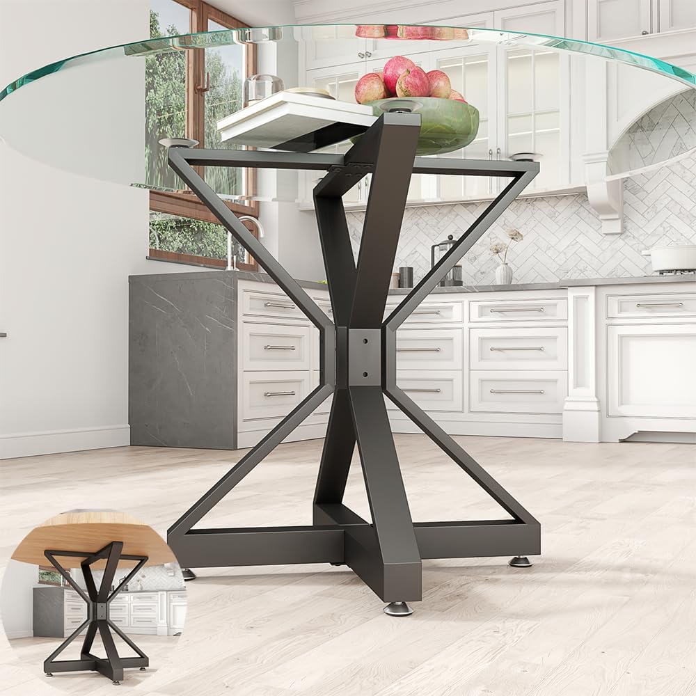 28" Metal Table Base,Modern Pedestal Dinning Table Legs with Suction Cups,Metal Modern Coffee Table,for DIY Coffee Table, Dining Table, Desk Fits Glass, Marble, and Wood Tops