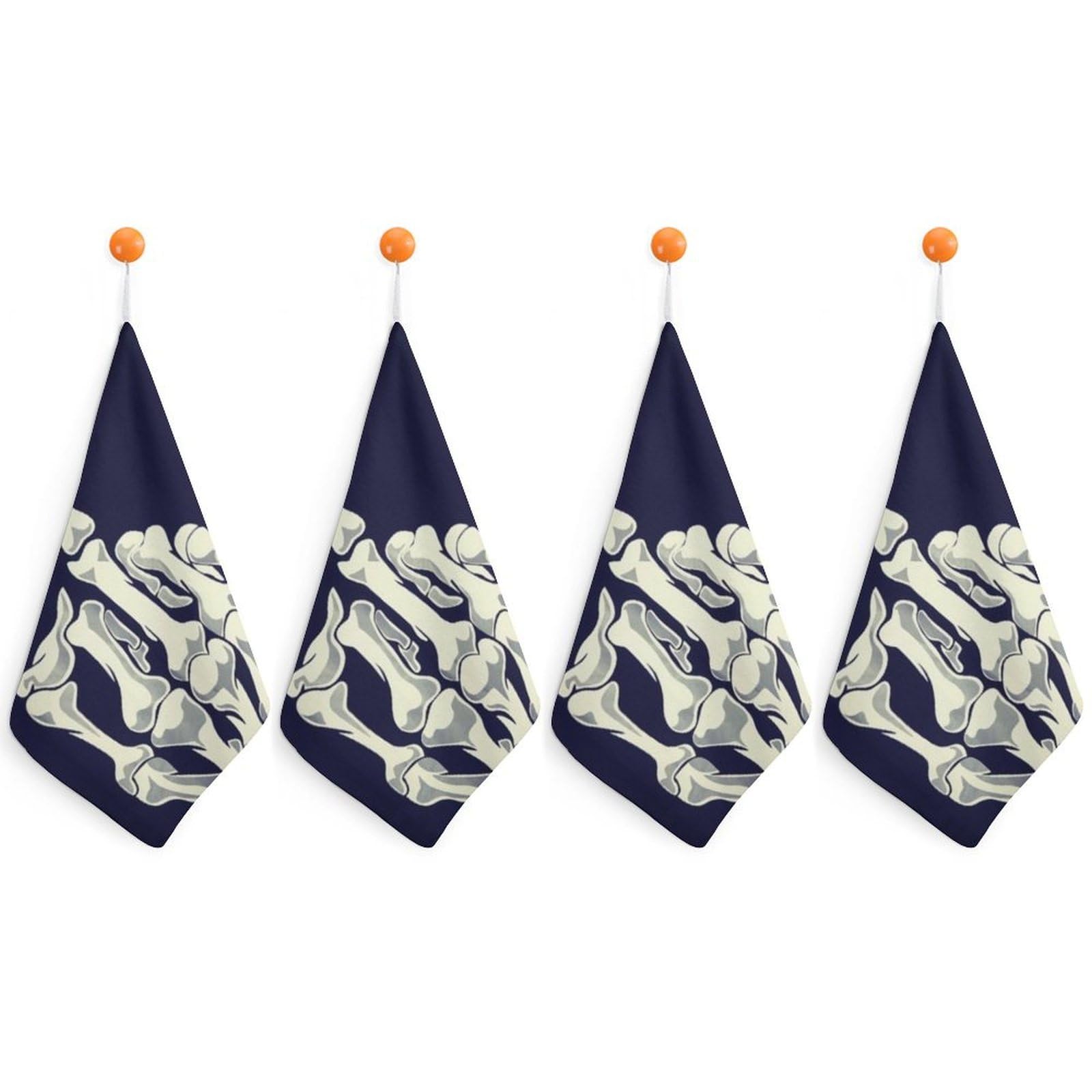 LEDFCVSU 4 Piece Hanging Hand Towels, Middle Finger Skull Small Dry Hand Towel for Kitchen Bathroom