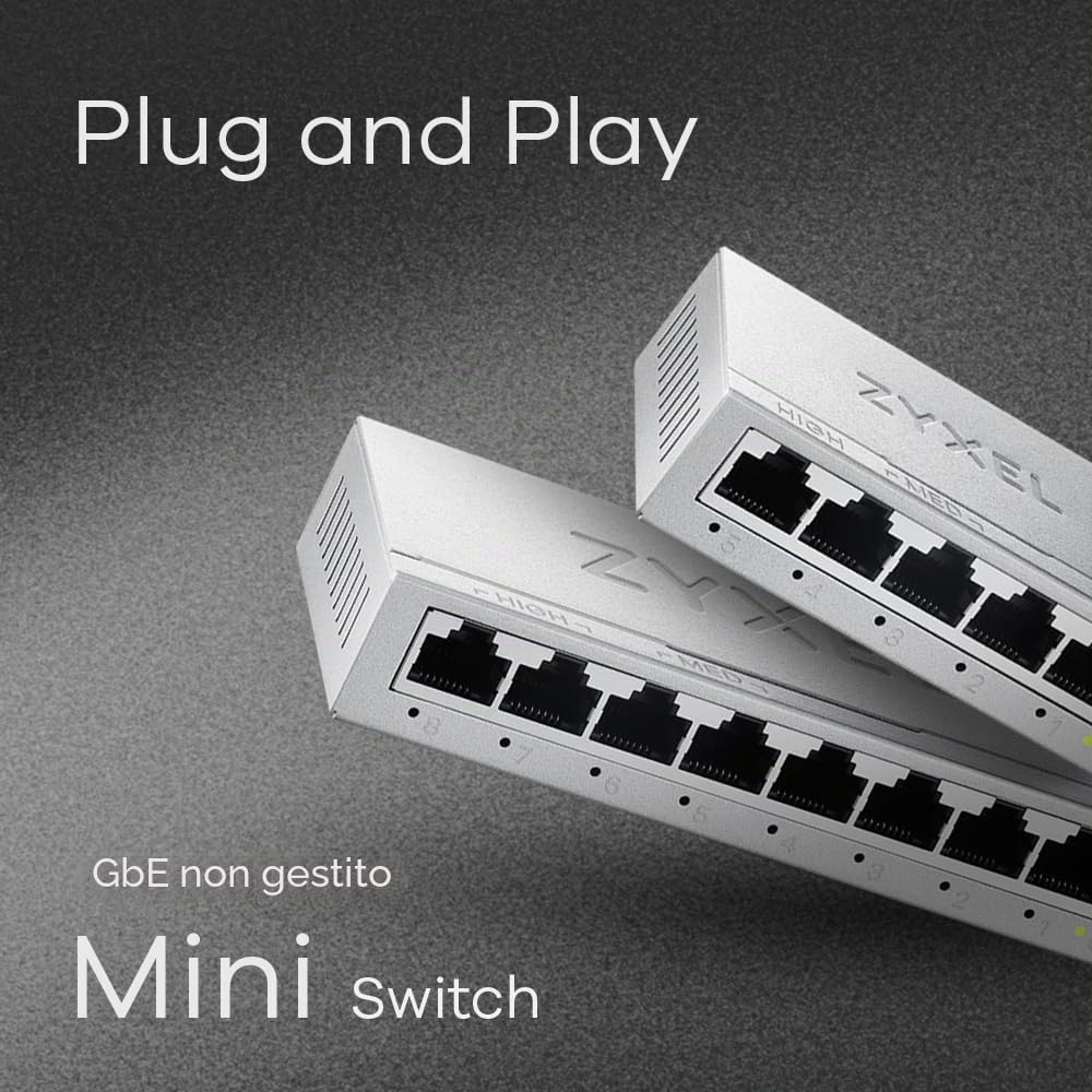 Switch Gigabit Ethernet 5 Porte Labgear – Hub Di Rete Compatto Da Scrivania O Parete