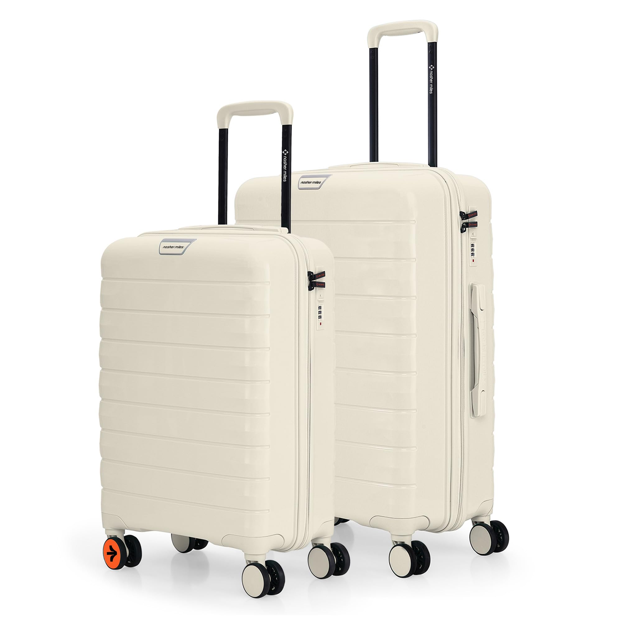 Nasher Miles Vienna Hard-Sided Spinner Polypropylene Luggage Set of 2 White Cream Trolley Bags (55 & 65 cm)