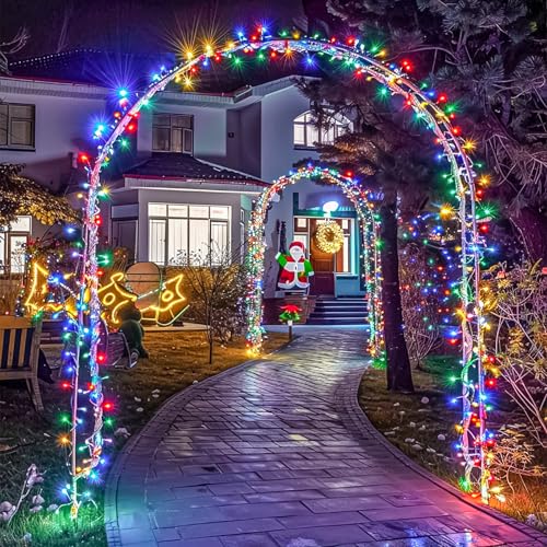 Nielfoi 100FT 300 LED Christmas Lights Outdoor, Multicolor Christmas String Lights with 8 Modes Waterproof, Green Wire Twinkle Tree Light for Indoor Home Garden Patio Xmas Party Decorations image 8