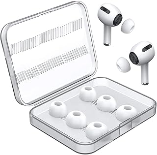 [3 pares] Pontas auriculares de substituição para Airpods Pro e Airpods Pro 2ª geração, fones de ouvido de silicone com orifício de redução de ruído, com caixa de armazenamento portátil e cabe no