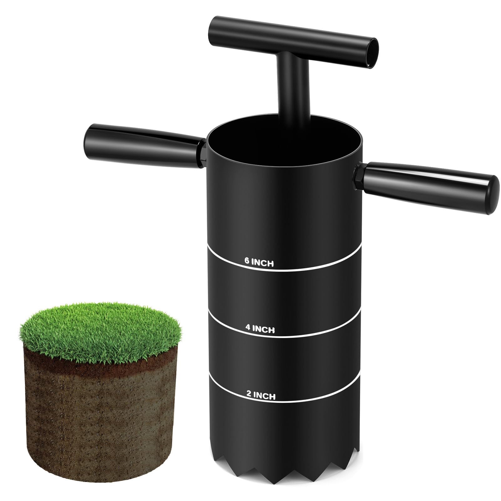 Lanties Golf Hole Cutter, Portable Cup Cutter with Detachable Handle & Serrated Carbon Steel Blade, Standard 4" & 6" Hole Digger for Backyard Putting Green Practice, 2" Bulb Planter for Garden